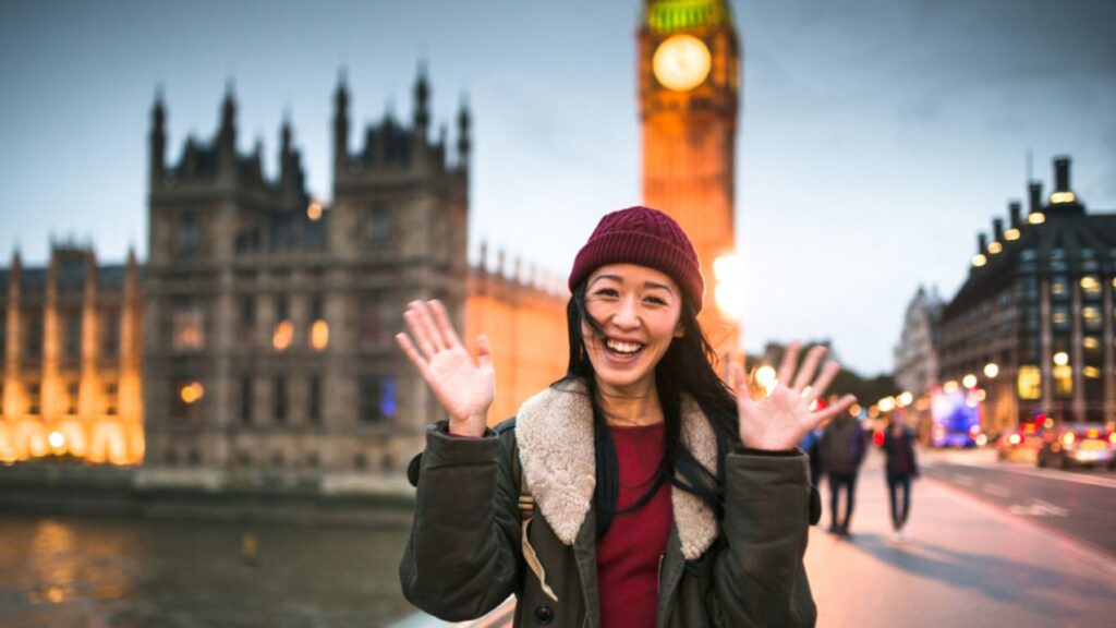 A Woman Standing in the Streets of London